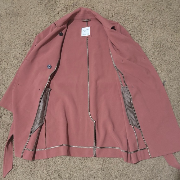 ☔️Abercrombie Trench Coat With Waist Tie in Terracota/orange/red - Picture 3 of 5
